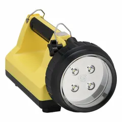 This rechargeable ABS lantern provides a maximum output of 615 lumens with a beam distance of 126 meters and a run time of 8 hours at maximum brightness. It is powered by a 6V lead acid battery and includes a shoulder strap for portability. Suitable for industrial maintenance, emergency response, and outdoor worksites.
