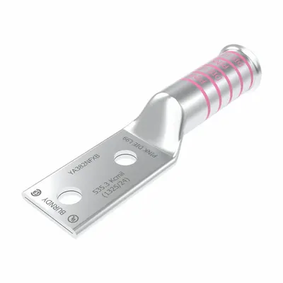 BURNDY Compression Lug: For 500 or 550 kcmil, Stranded Wire, 1/2 in Stud Size - Two-Hole Compression Lugs
