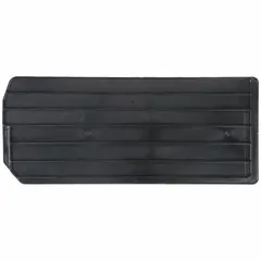 This divider subdivides Giant Hopper Bins into smaller compartments for organizing small parts, fasteners, or components. It measures 21 inches by 8 7/8 inches, is black, and is not electrostatic discharge conductive. Compatible with manufacturer model number 30288.