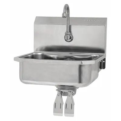 SANI-LAV Hand Sink: 1 Stations, 5 in Bowl Dp, 14 in Bowl Lg, 11 in Bowl Wd, Faucet Included - One-Station Wall-Mounted Hand Sinks with Faucets