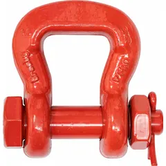 Sling shackle for lifting and rigging, rated at 17,500 lb working load limit. Compatible with 2 in wide slings. Red body finish. Used to connect slings to loads in material handling applications.