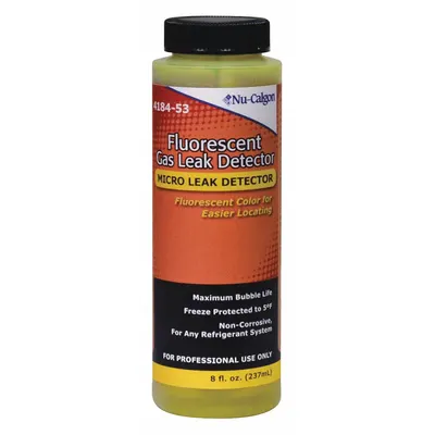 NU-CALGON Fluorescent Gas Leak Detector: 8 oz, Dauber Bottle, 5°F to 225°F Temp. Range - Leak Detection Fluids