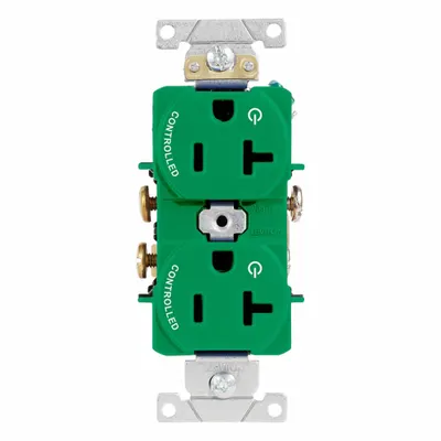 LEVITON Plugs and Receptacles: Duplex, 5-20, Green, 125V AC, 20 A, 2 Pole / 3 Wire (MPN 5362-S2N) - General Purpose Receptacles