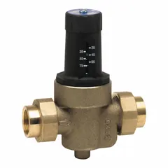 This standard capacity water pressure regulator reduces and regulates incoming water pressure in plumbing systems. Constructed from copper silicon alloy with NPT x NPT connections and a 3/4 in pipe size. Low-lead compliant for potable water applications.