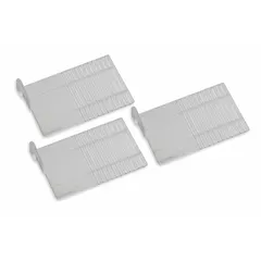 Clear styrene acrylonitrile divider for organizing medical cart drawers. Includes one divider measuring 1/2 in overall width. Used to create separate compartments for supplies in healthcare settings.