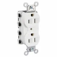 HUBBELL Receptacle: Duplex, 5-15, White, 125V AC, 15 A, 2 Pole / 3 Wire (MPN SNAP5262WA)