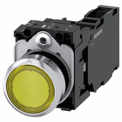 Siemens Illuminated Push Button: Illuminated, Flush Profile, Non-Metallic, 22 mm - Illuminated Flush-Mount Push Buttons