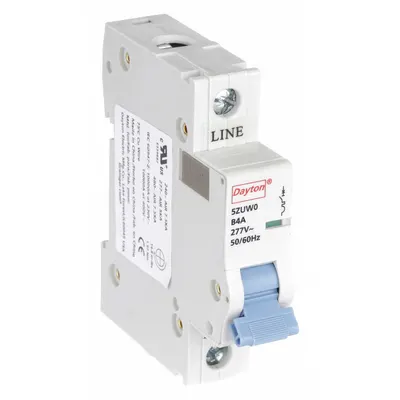 Dayton Supplementary Protector: 4 A Amps, 5kA at 277V AC, Screw Clamp, NDB2-63 - B-Curve, 1-Pole UL1077 DIN Rail-Mount Supplementary Protectors
