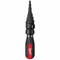 This screwdriver-style reamer is used for deburring the inside of conduit and tubing after cutting, and can also drive screws and nuts. The soft grip handle provides comfort during manual operation. It accommodates pipe sizes up to 1 inch