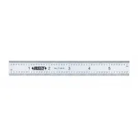 INSIZE Rigid Rule: 7126-6, 6 in, 0.04 in Thick, 1/16 in (Back)/1/64 in (Front), Chrome, Black, Rigid