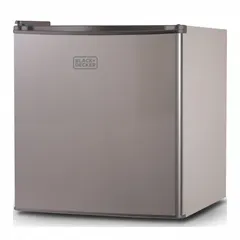 This BLACK & DECKER mini refrigerator provides 1.7 cu ft of total capacity with a glass door for visible storage. It features manual defrost, one shelf, and is Energy Star Certified. Suitable for compact cold storage in offices, dorm rooms, or break areas.