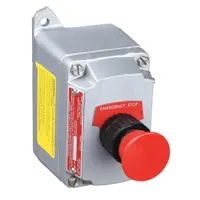Control Station: 1 Gang, Mushroom Head Push Button, 1NO/1NC, Emergency Stop, 0 Pilot Lights, 1/2 in (MPN EFDB150-UM1)