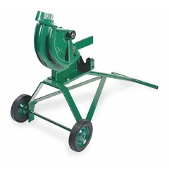 This manual conduit bender is designed for on-site bending of rigid (RMC) and intermediate metal conduit (IMC) in sizes 1/2 in, 3/4 in, and 1 in. It provides a bend range of 2-5/8 in to 5-7/8 in for 1/2 in to 1 in rigid conduit. Suitable for creating precise bends in electrical conduit runs during installation.
