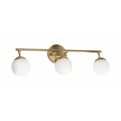 AFX INC. Pearl 3 Light LED Vanity: Satin Brass, 1,175 lm_1,500 lm, 3000K, 15 W, 120V AC - Pearl Vanity Lights