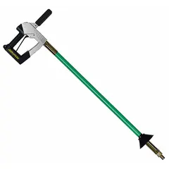 This air excavation tool features a non-conductive barrel and non-sparking nozzle for safe operation near electrical lines and in potentially explosive atmospheres. It has a 4 ft barrel length, 3/4 in Female NPT connection, and a soil excavation rate of 1.5 cfm. Includes an insulated barrel with dirt shield. Used for non-destructive digging around buried utilities, cables, and pipelines.