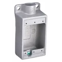 HUBBELL KILLARK Electrical Box: Iron, Rectangular, 1 Gangs, 3/4 in Hub Size, 18 cu in Capacity, Gray (MPN FS-2M)
