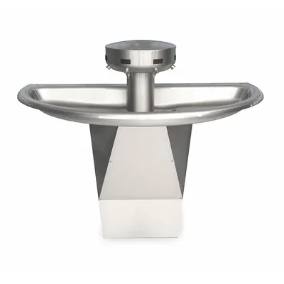 BRADLEY Wash Fountain: Silver, Stainless Steel, Semi-Circular, 54 in Overall Wd - Sensor-Operated Wash Fountains