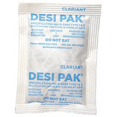 ARMOR PROTECTIVE PACKAGING Desiccant: 3 in Wd, 4 in Lg, 0.83 cu ft Area Protected, 1 oz Desiccant Bag Size - Tyvek Desiccant Bags