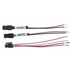 The HES 2007M Plug In Pigtail is an accessory for electric strike power supplies, accepting 12 to 24 V DC input. It is used to connect and power electric strikes in access control systems, commonly applied in commercial door security and entry controls.