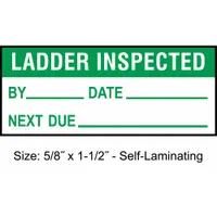 Maintenance Label: Ladder Inspected, 1 1/2 in Wd, 5/8 in Ht, Green/White, Rectangle, Polyester (MPN TCSL2-22131)