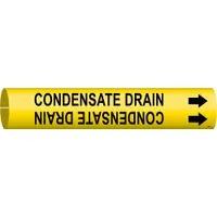Pipe Marker: Condensate Drain, Yellow, Black, Fits 4 to 6 in Pipe O.D., 1 Pipe Markers, With Arrows (MPN 4036-D)