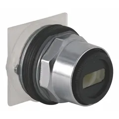 30 mm panel-mount selector-switch operator from Series 9001K. Features three maintained positions with a C cam and a metallic bezel. Used for manual selection of machine functions or modes in industrial control stations.