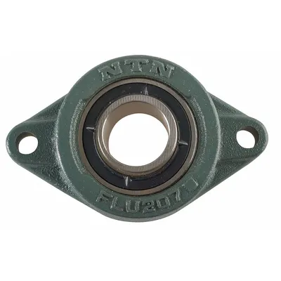 NTN 2 Bolt Flange Bearing: Radial Ball, 7/8 in Bore, Cast Iron, Set Screws - General Purpose Flange-Mount Ball Bearings