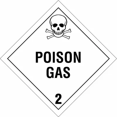 BRADY Container Placard: Poison Gas 2, 10 3/4 in x 10 3/4 in, 10 3/4 in Label Ht - Class 2: Gases