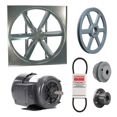 Dayton Supply Fan w/Drive Package: Belt Drive, 48 in Blade, Totally Enclosed, 19,995 cfm - Belt-Drive Panel Supply Fans with Drive Package