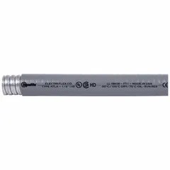 LIQUATITE ATLA-14 is a gray, 1-1/4 in trade size, 50 ft nominal length extreme temperature liquid-tight flexible metal conduit from the ATLA series. It provides liquid-tight protection for electrical wiring in environments requiring resistance to moisture, oils, and extreme temperatures.