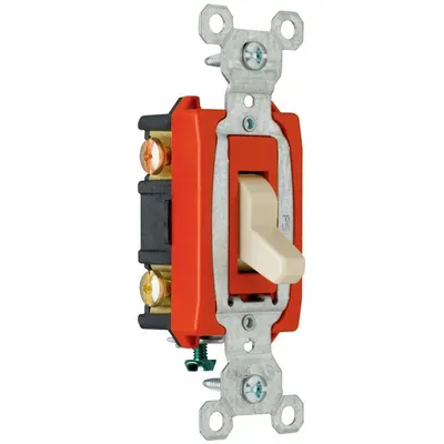 PASS & SEYMOUR Wall Switch: Toggle Switch, 3-Way, Maintained, Ivory, 120/277V AC - Toggle Wall Switches