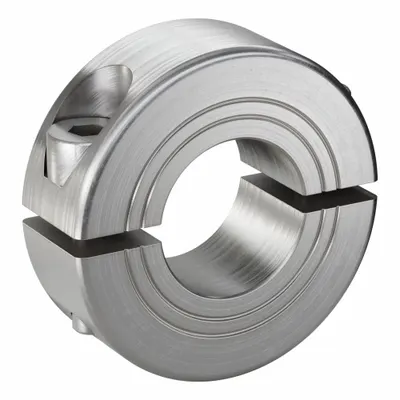 RULAND MANUFACTURING Shaft Collar: 2-Piece, Metric, Round, Clamp-On, 14 mm Bore Dia - Stainless Steel Shaft Collars