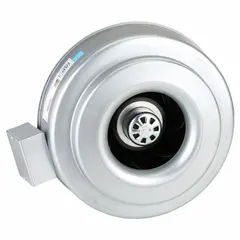 General purpose inline duct fan for 12-inch ducts, delivering up to 805 cfm. Features a single-speed, 120V AC, 166 W motor with high efficiency and speed controllability. Includes mounting bracket; IP44 rated housing in galvanized steel. Suitable for boosting or exhausting airflow in commercial and industrial ventilation systems.