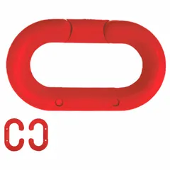Master Chain Link for Plastic Chain Barrier, Red, 2 1/50 in Overall Lg, 1 1/8 in Overall Wd
