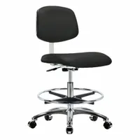 Cleanroom Task Chair: Vinyl, Armless, Ht Range 21 1/2 in to 29 in, 18 1/2 in Seat Wd, 17 in Seat Dp (MPN BR-CLR-VMBCH-CR-CF-CC-8540)