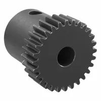 Spur Gear: Module m 0.5, 28 Teeth, 4 mm Bore Dia, Black Oxide Coated Carbon Steel, Plain Bore (MPN SS0.5-28A)