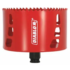 This bi-metal hole saw cuts through wood, metal, and plastic. With a 4-1/4-inch diameter, 4 teeth per inch, and 2-3/8-inch maximum cutting depth, it is suited for electrical, plumbing, and construction tasks requiring clean holes in building materials.