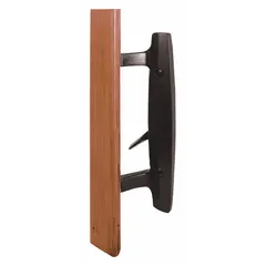 Recessed handle for sliding doors, measuring 9 in height by 2 1/8 in width. Provides a flush-mount locking solution for applications requiring space efficiency and reliable door control. Suitable for use in industrial and commercial settings such as warehouses, machine enclosures, and maintenance access points.