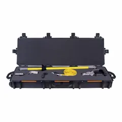 This tool kit includes a non-conductive barrel and non-sparking nozzle for safe excavation around sensitive underground utilities. It features a 4 ft barrel length, 3/4 in Female NPT connection, and a 1.5 scfm soil excavation rate. The kit also includes one Dirt Shield. Typical applications include utility locating, potholing, and trenching in confined spaces.