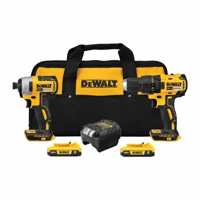 DEWALT Cordless Tool Combination Kit: 2 Tools, Drill/Driver/Screwdriver, 20 V DC Volt - DEWALT 20V Cordless Tool Combination Kits
