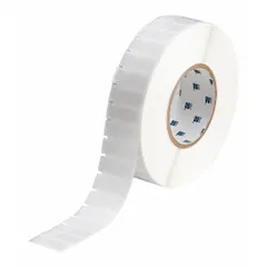 Vinyl, white (matte) precut label roll cartridge for permanent identification of wires from 10 AWG to 4 AWG. Label size is 1-7/16 in x 1/2 in. Designed for use with i5100 printer series and IP-R4302 ribbon. Suitable for industrial wire marking and labeling applications.