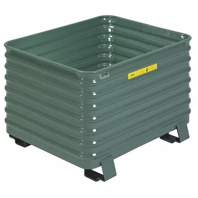 STEEL KING Bulk Container: 17.8 cu ft, 33 1/2 in x 41 1/2 in x 28 1/2 in, Lid Not Included - Solid Steel Bulk Containers