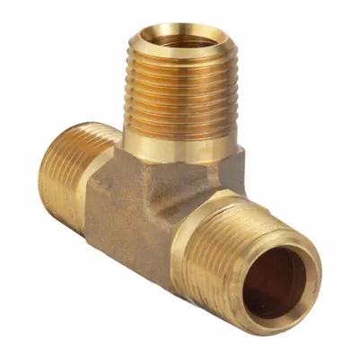 PARKER Metal Pipe Tee: Tee, CA377 Brass, 1/8 in x 1/8 in x 1/8 in, 3,900 psi - Threaded Extreme-Pressure Hydraulic Pipe Fittings