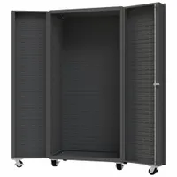 Heavy-duty mobile cabinet with a deep box configuration, no shelves or bins. Suitable for storing large or bulky parts and tools in maintenance shops, warehouses, and assembly lines. Dimensions: 36 1/4 in width, 26 in depth, 76 1/4 in height