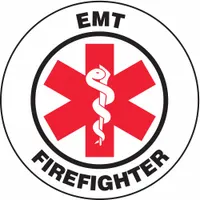 Hard Hat Label: EMT Firefighter, 2 1/4 in Dia, English, Engineer-Grade Retroreflective, 1 Labels (MPN LHTL603)
