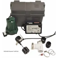 ZOELLER Battery Backup Sump Pump: 12V DC, Piggyback Vertical Float, 22 ft Max. Head, Plastic, Socket (MPN 508-0005)