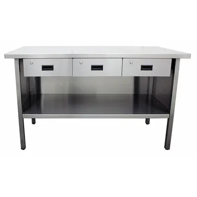 JAMCO Workbench: Fixed Ht, Stainless Steel, 60 in x 30 in, 1,200 lb Overall Load Capacity - Workbenches with Drawers & Lower Shelves