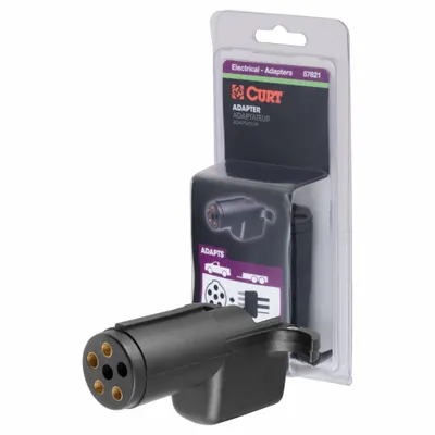 CURT Automotive Electrical Adapter: 6-Way Round, 4-Way Flat, Plastic - Fleet and Vehicle Maintenance