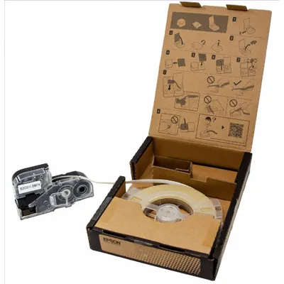 EPSON Continuous Polyolefin Shrink Tube Cartridge: 1/8 in x 1/8 in, Polyolefin - Epson Continuous Sleeve Label Rolls in a Box