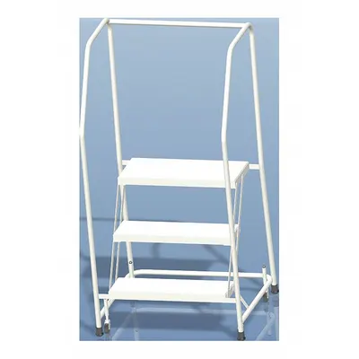 BALLYMORE Rolling Ladder: 2.4 ft Platform Ht, Assembled, Aluminum, Wt-Actuated - Aluminum Weight-Actuated Ladders